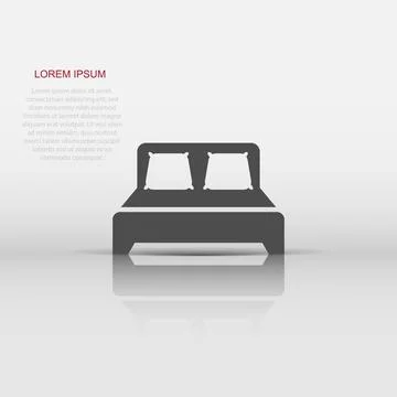 Bed icon in flat style. Sleep bedroom vector illustration on white isolated.. Stock Illustration