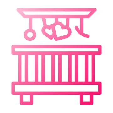Bed icon gradient red style valentine illustration vector element and symbo.. Stock Illustration