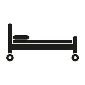 Bed icon isolated on white background. Medical bed with wheels.  Stock Illustration