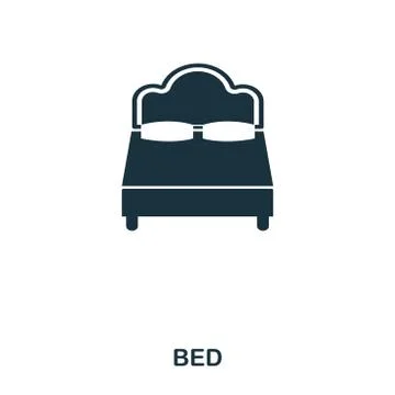 Bed icon. Mobile app, printing, web site icon. Simple element sing. Monochrome Illustrazione stock