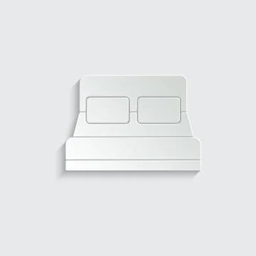 Bed icon paper vector, rest icon Stock Illustration