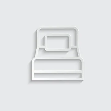 Bed icon paper vector, rest icon Stock Illustration