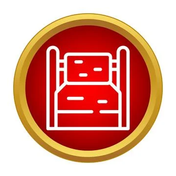 Bed icon on a red and gold circular background Stock Illustration