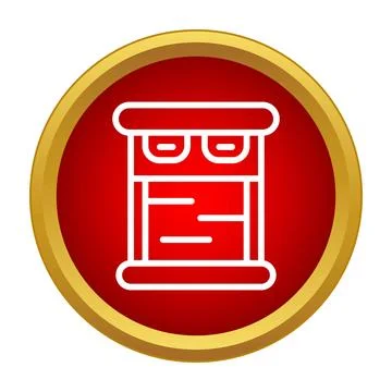 Bed icon on a red button symbolizing overnight rest and comfort Stock Illustration
