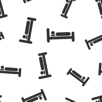 Bed icon seamless pattern background. Sleep bedroom vector illustration. Rela イラスト素材