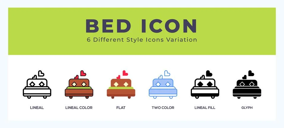 Bed icon set. Design elements for logo Stock Illustration