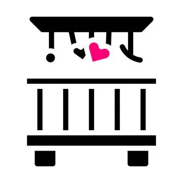 Bed icon solid black pink style valentine illustration vector element and s.. イラスト素材