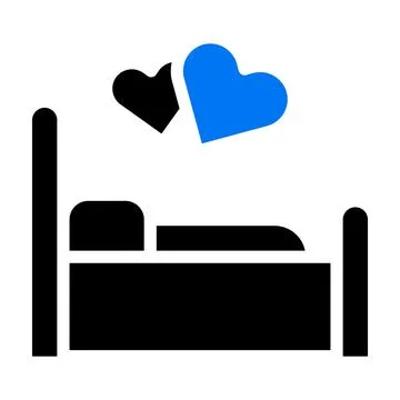 Bed icon solid blue black style valentine illustration vector element and s.. Stock Illustration