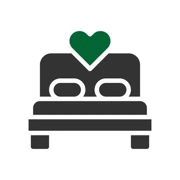 Bed icon solid grey green style valentine illustration symbol perfect. Stock Illustration