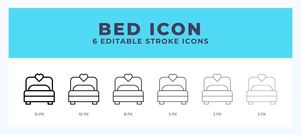 Bed icon vector for web. And mobile app. Editable stroke outline icon. Stock Illustration