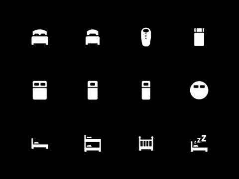 Bed icons on black background Stock-Illustration