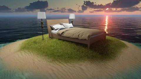 Bed on the island Stock Footage 61515750