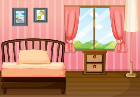 A bed, a lamp and a side table Stock Illustration