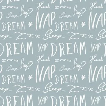 Bed linen design pattern. Sleepy doodle - sleep time vector texture with hand Ilustración de archivo