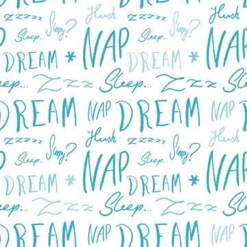 Bed linen design pattern. Sleepy doodle - sleep time vector texture with hand Ilustración de archivo