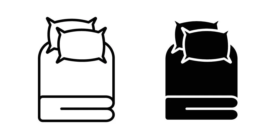 Bed linen icon vectors. Illustrations in blackaging design Vector illustrat.. Stock Illustration