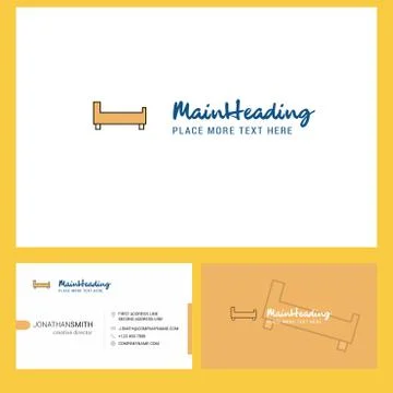 Bed Logo design with Tagline &amp; Front and Back Busienss Card Template. Vector  Stock Illustration