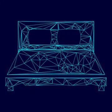 Bed low poly triangulation triangulated polygonal electric cyan blue vibrant  イラスト素材