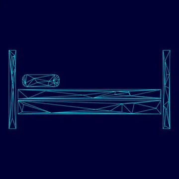 Bed low poly triangulation triangulated polygonal electric cyan blue vibrant  Stock Illustration