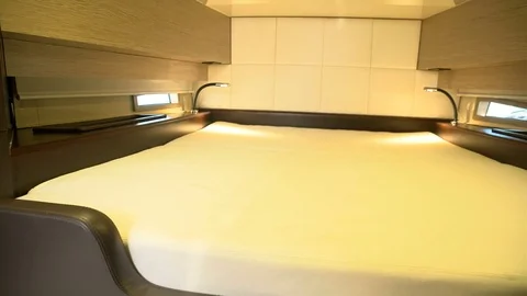 Bed in main cabin of a maxi rib Stock Footage 71004934