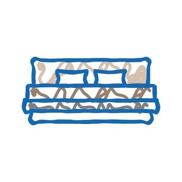 Bed minimalistic stylish icon doodle illustration Stock Illustration