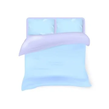 Bed mockup with bed clothes textures, realistic vector illustration isolated. Stock Illustration