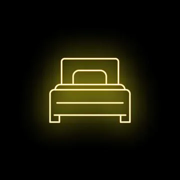 Bed neon glowing line icon for sleep concepts Stock Illustration