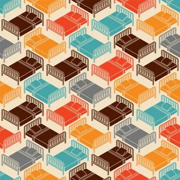 Bed pattern seamless. Bd with blanket and pillow background. texture for fabr Stock Illustration