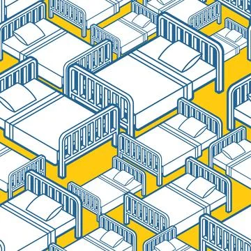 Bed pattern seamless. Bd with blanket and pillow background. texture for fabr Stock Illustration