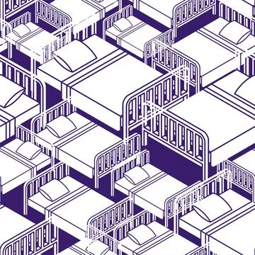 Bed pattern seamless. Bd with blanket and pillow background. texture for fabr Stock Illustration