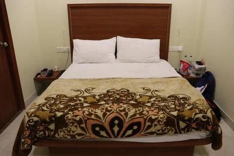 Bed with pillow Stock Photos