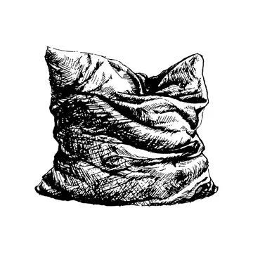 Bed pillow. Vector hand drawn illustration Stock Illustration