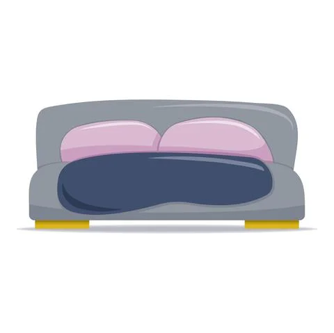 Bed with pillows and mattress vector illlustration isolated on white background Stock Illustration