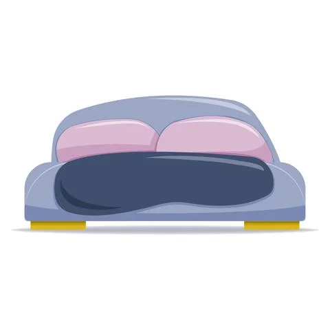 Bed with pillows and mattress vector illlustration isolated on white background Stock Illustration