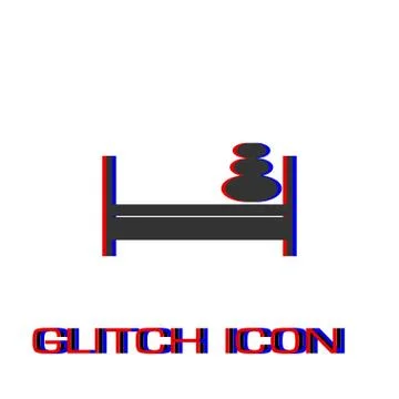 Bed with pillows icon flat. Stock Illustration