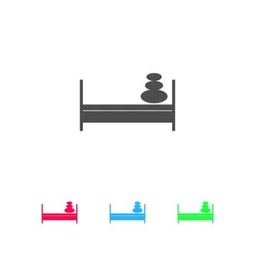Bed with pillows icon flat. Stock Illustration