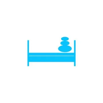 Bed with pillows icon flat. Stock Illustration