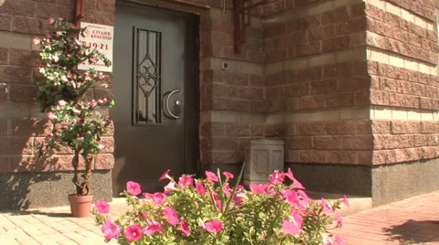 Bed with pink flowers Stone Yard Stock Footage 5080937