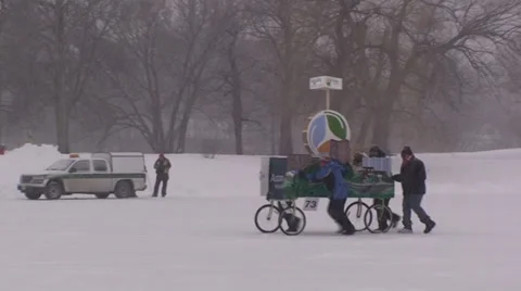 Bed races at Ottawa Winterlude #65B Stock Footage 34624512