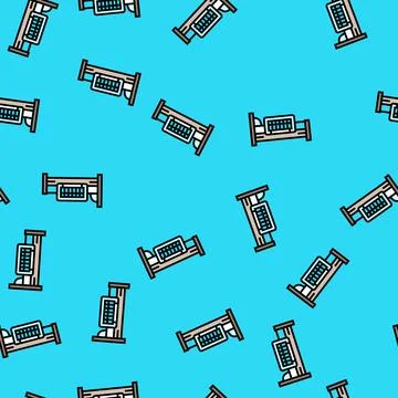 Bed rail kid bedroom vector seamless pattern Stock Illustration