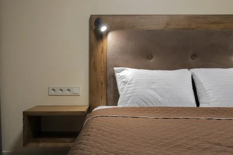 Bed reading lamp in hotel 스톡 사진
