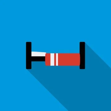 Bed with red blanket icon, flat style Illustrazione stock