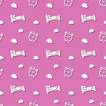 Bed For Rest Seamless Hotel Pattern Stock Illustration