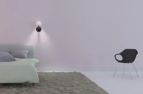 Bed Room Interior - Elegent style with chair and lamp, white floor empty whit 스톡 일러스트