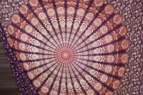 Bed set hippie, bedding and decoration Stock Photos