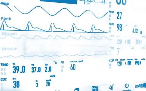 Bed side human  heart parameters measurement monitor display Фото