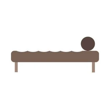 Bed side view vector icon comfortable apartment. Bedding room luxury pictogra Stock Illustration