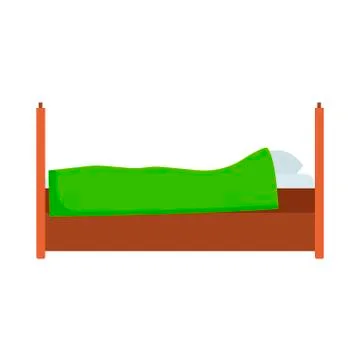 Bed side view vector icon comfortable apartment. Bedding room luxury pictogra Stock Illustration