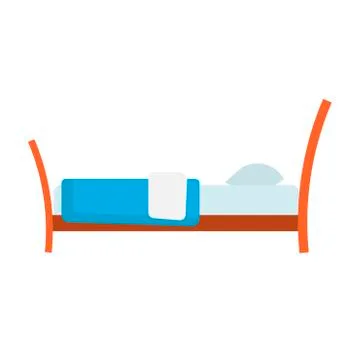 Bed side view vector icon comfortable apartment. Bedding room luxury pictogra Stock Illustration