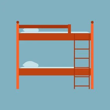 Bed side view vector icon comfortable apartment. Bedding room luxury pictogra Stock Illustration
